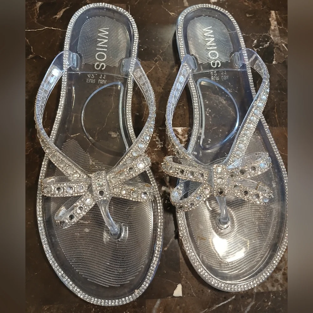 Shimmering Rhinestone Clear Sandals - Picture 3 of 7